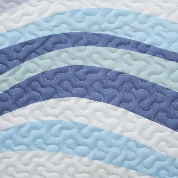 NWT C&F Home Sea Waves Blue Ocean Reversible Twin Quilt Set with One Sham - Picture 4 of 16